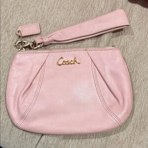 Coach Light Pink Wristlet with Gold Logo